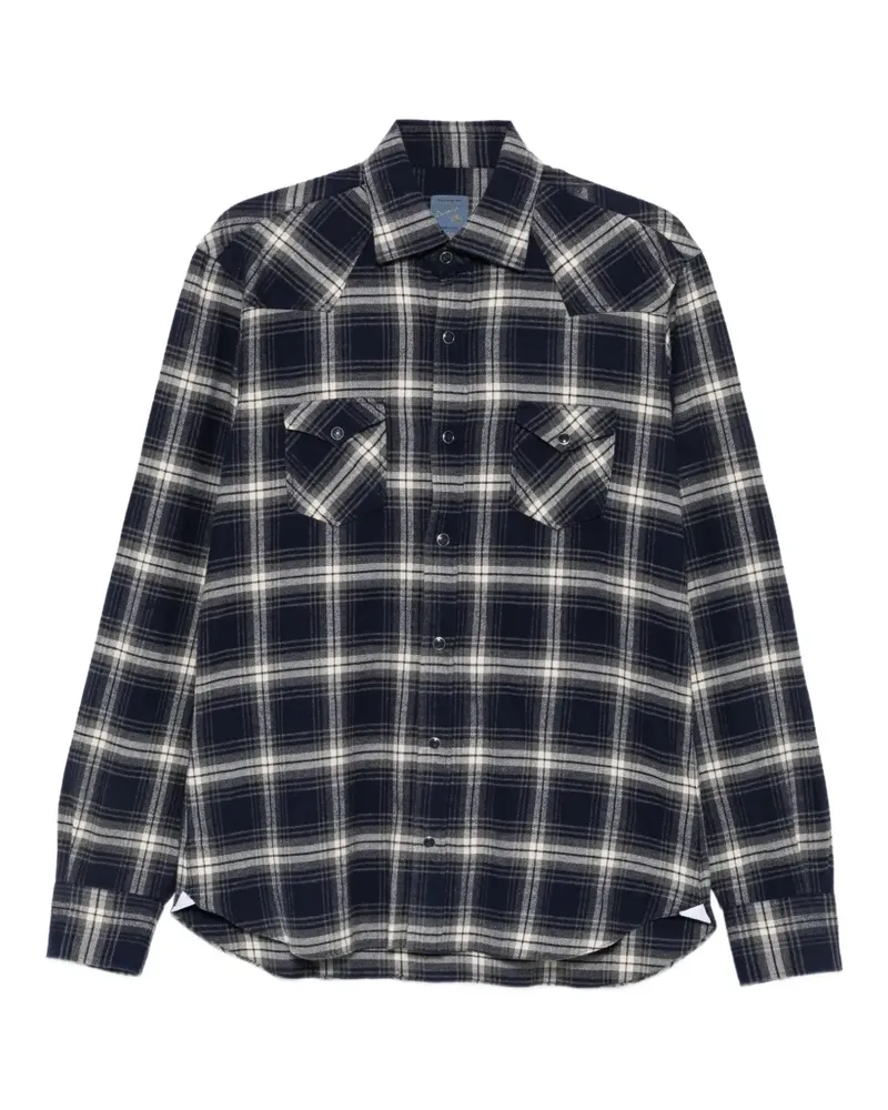 BARBA Kariertes Western-Hemd - Blau Blau