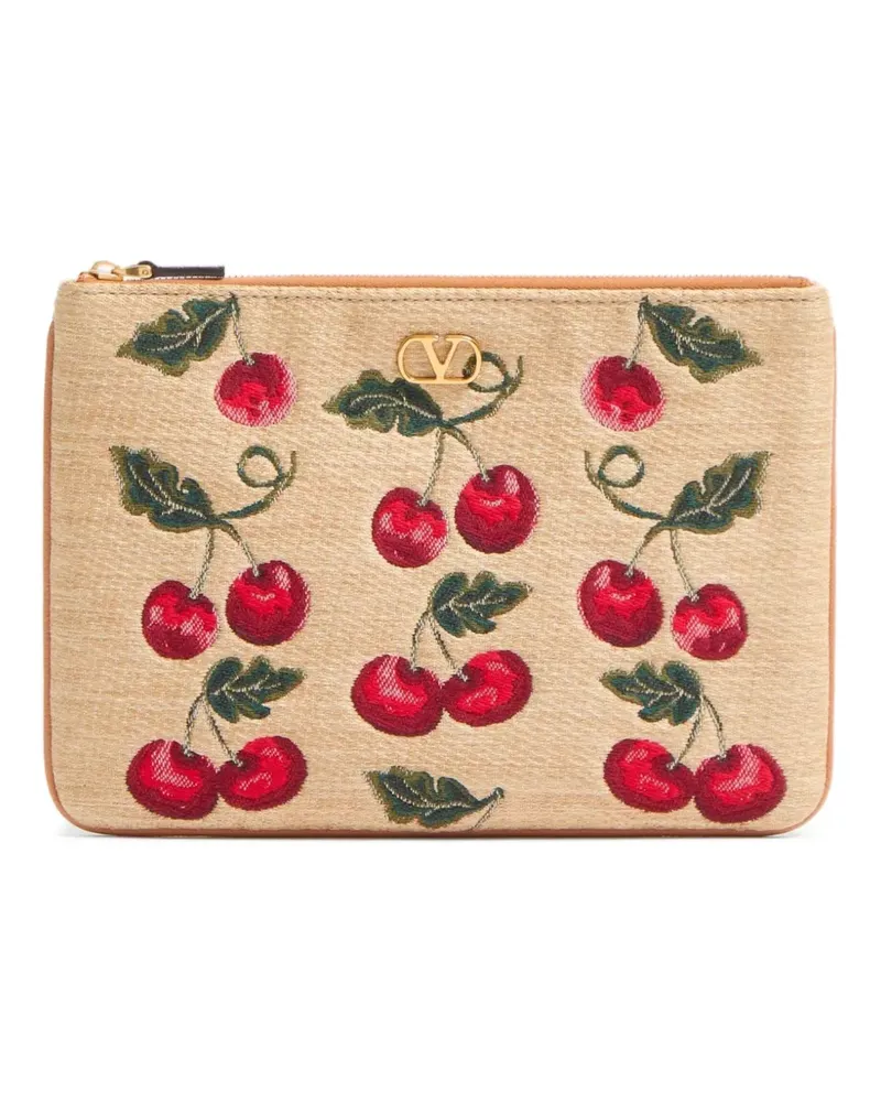 Valentino Garavani Clutch mit VLogo Signature Cherry-Print - Nude Nude
