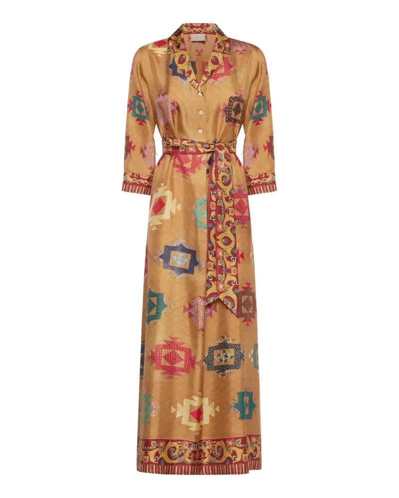 Pierre-Louis Mascia Aloe Maxikleid mit Print - Nude Nude