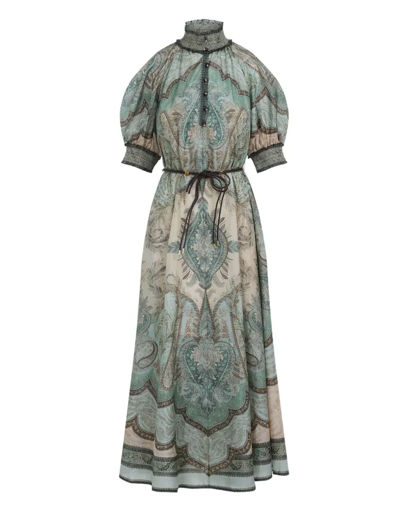 Zimmermann high-neck paisley silk dress - Blau Blau