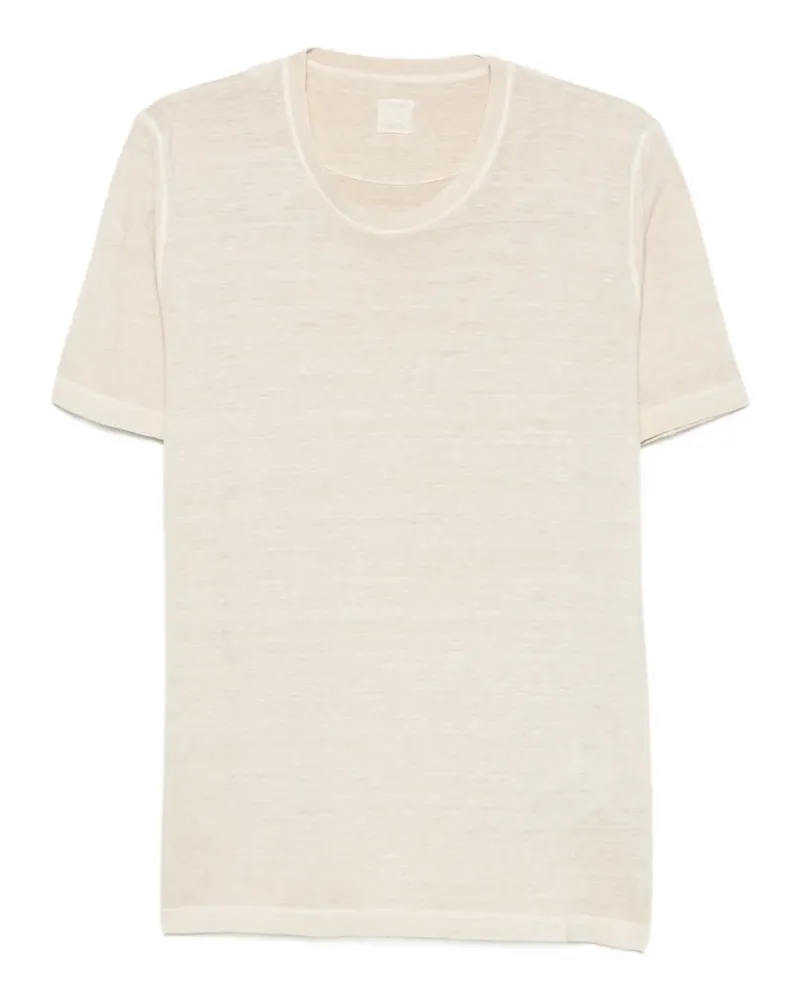 120% Lino round-neck short-sleeve T-shirt - Nude Nude