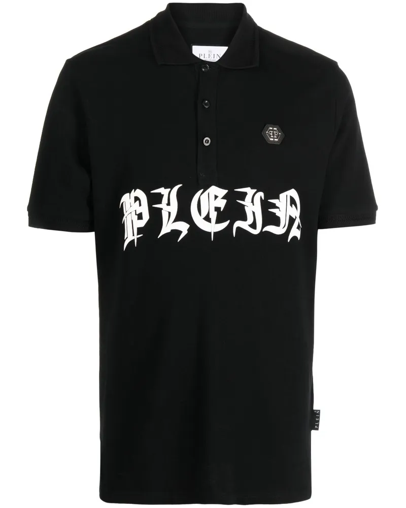 Philipp Plein Poloshirt mit Logo-Print - Schwarz Schwarz
