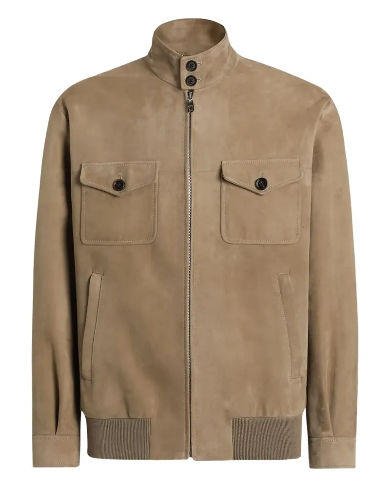 Dolce & Gabbana Lederjacke mit Klappentasche - Nude Nude