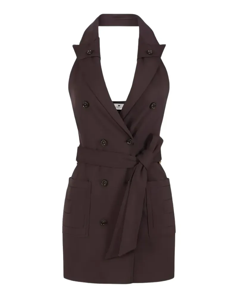 Elisabetta Franchi Kleid aus Gabardine mit bestickten Taschen - Braun Braun