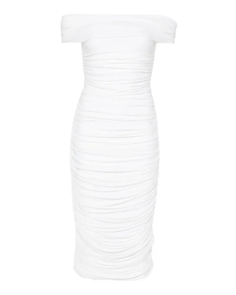 Norma Kamali ruched off-the-shoulder midi dress - Weiß Weiß