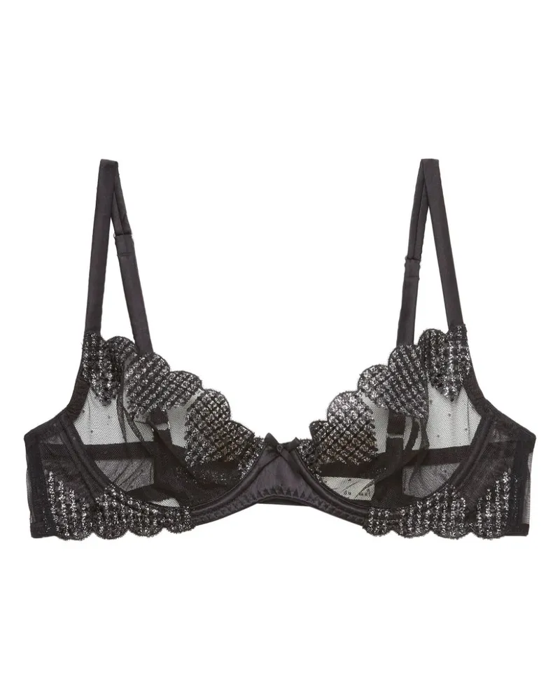 Fleur Du Mal Heart BH mit Stickerei - Schwarz Schwarz