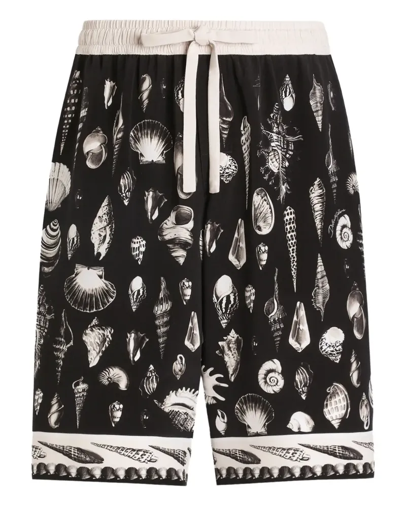 Dolce & Gabbana Kordelzug-Shorts mit Muschel-Print - Schwarz Schwarz