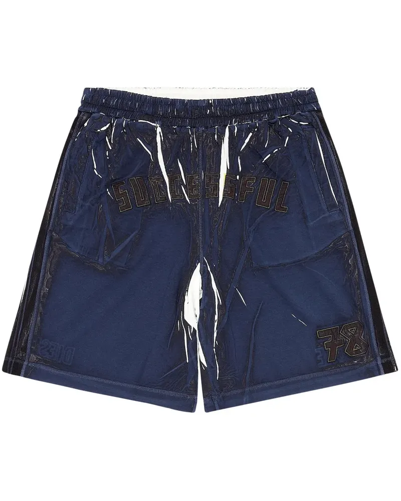 Diesel P-Rowy Shorts mit Slogan-Stickerei - Blau Blau