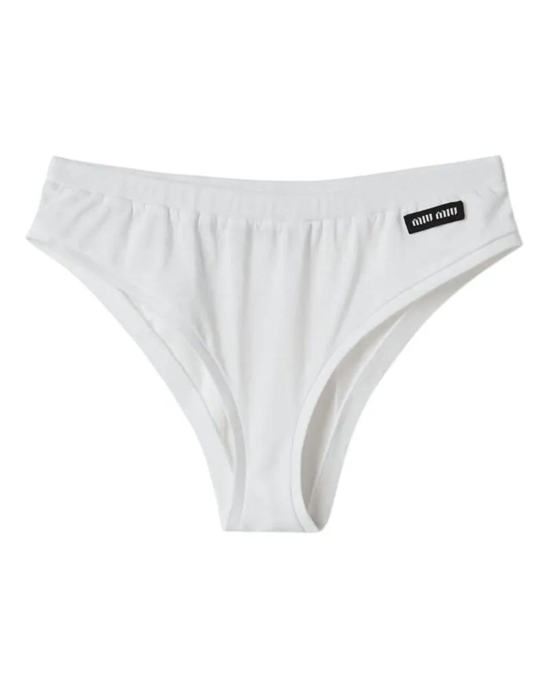 Miu Miu Slip mit Logo-Patch - Weiß Weiß