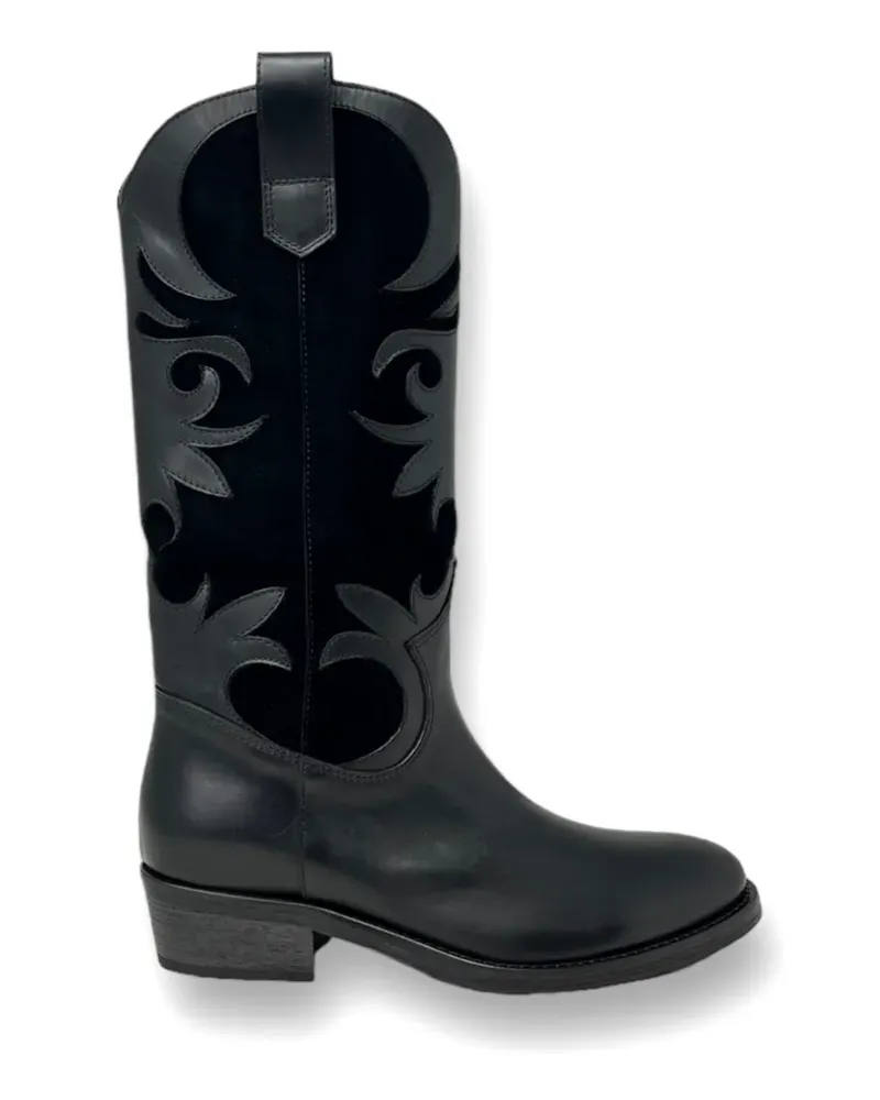 Via Roma 15 venice appliqué boots - Schwarz Schwarz