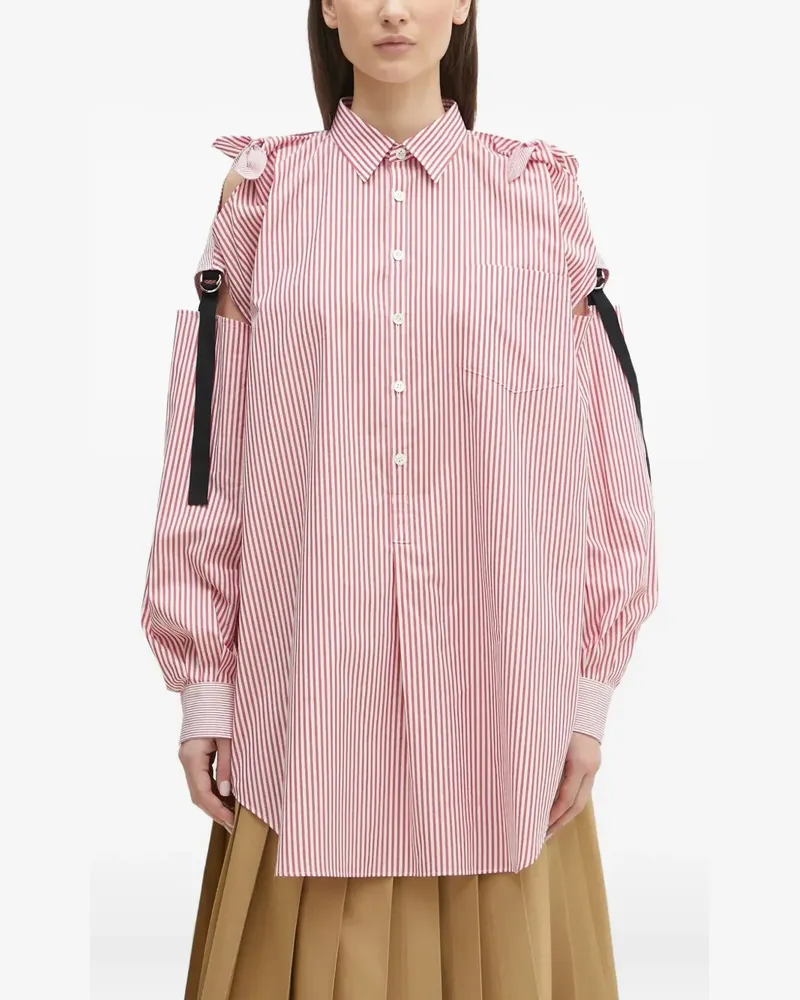 Undercover Gestreiftes Hemd mit Cut-Out - Rot Rot
