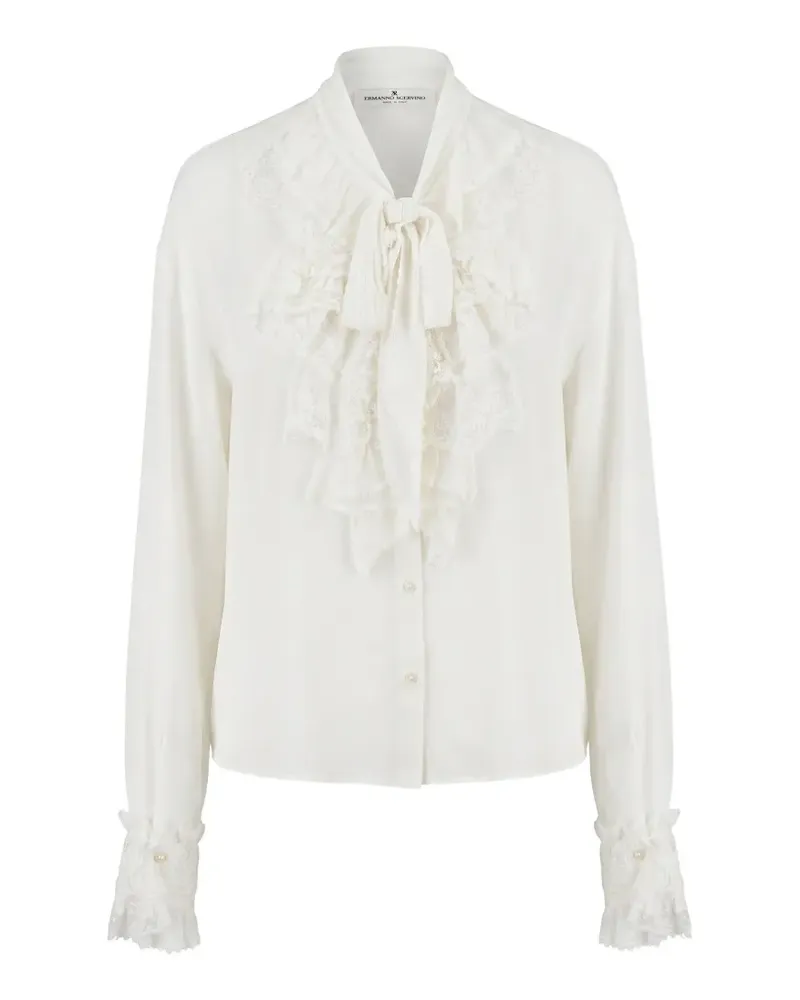 Ermanno Scervino lace-trim ruffled blouse - Weiß Weiß