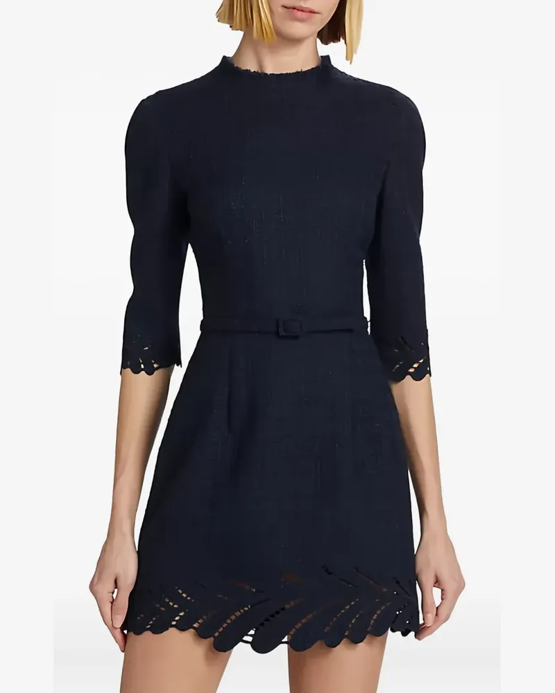 Oscar de la Renta Minikleid aus Bouclé-Spitze - Blau Blau