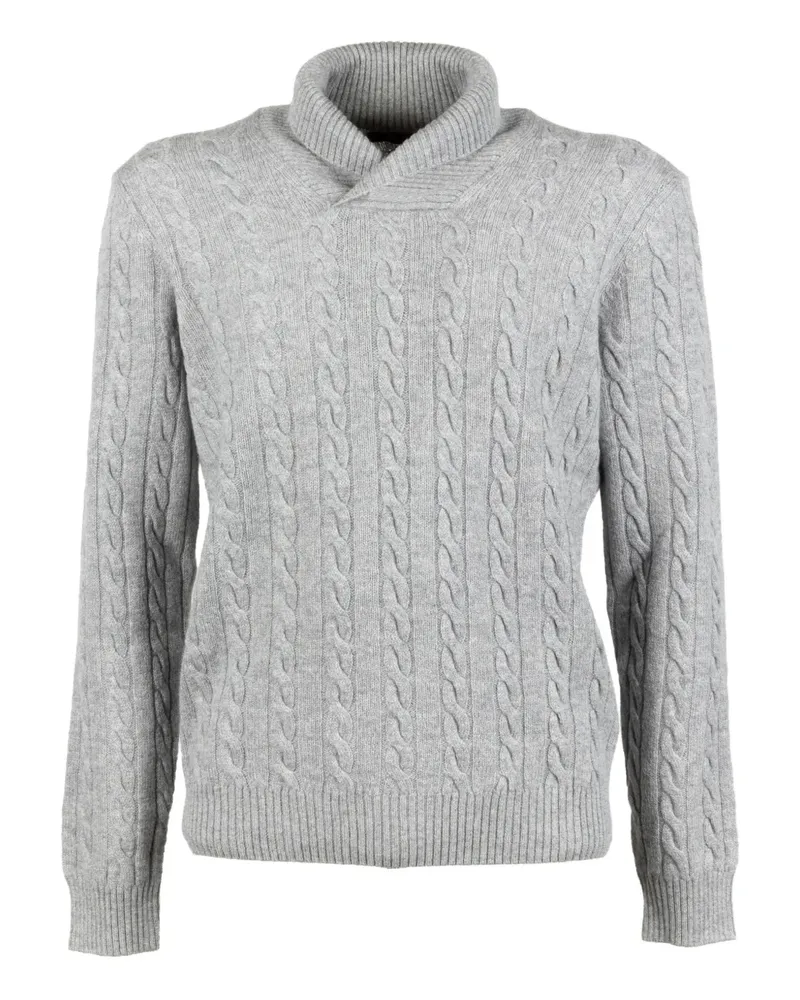 MOORER cable-knit shawl-collar sweater - Grau Grau