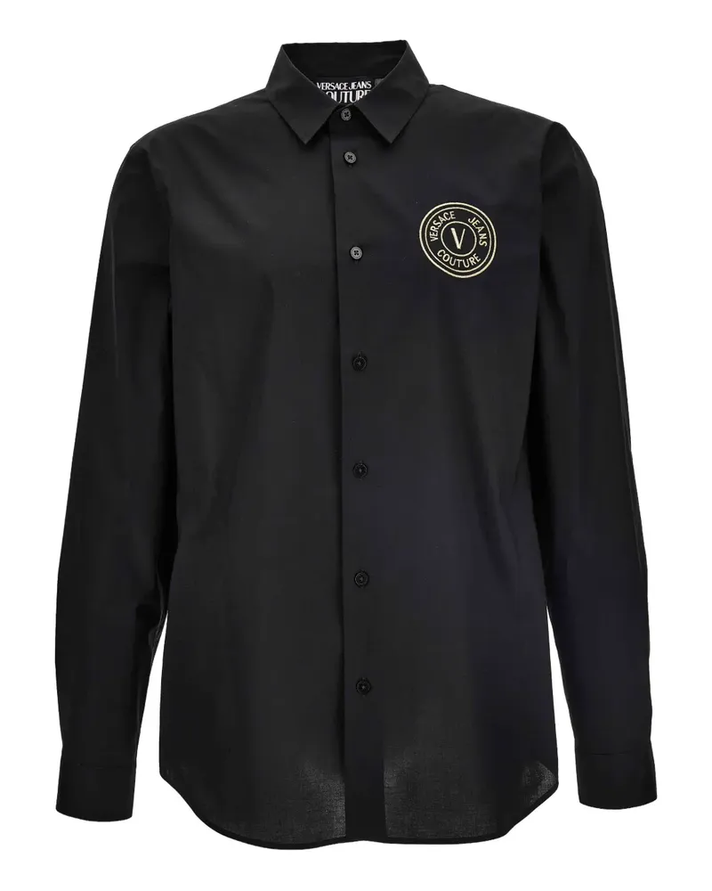 Versace Jeans Hemd mit Logo-Stickerei - Schwarz Schwarz
