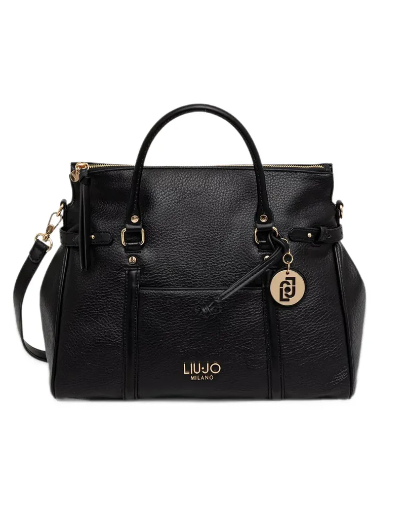Liu Jo logo-plaque pebbled tote bag - Schwarz Schwarz