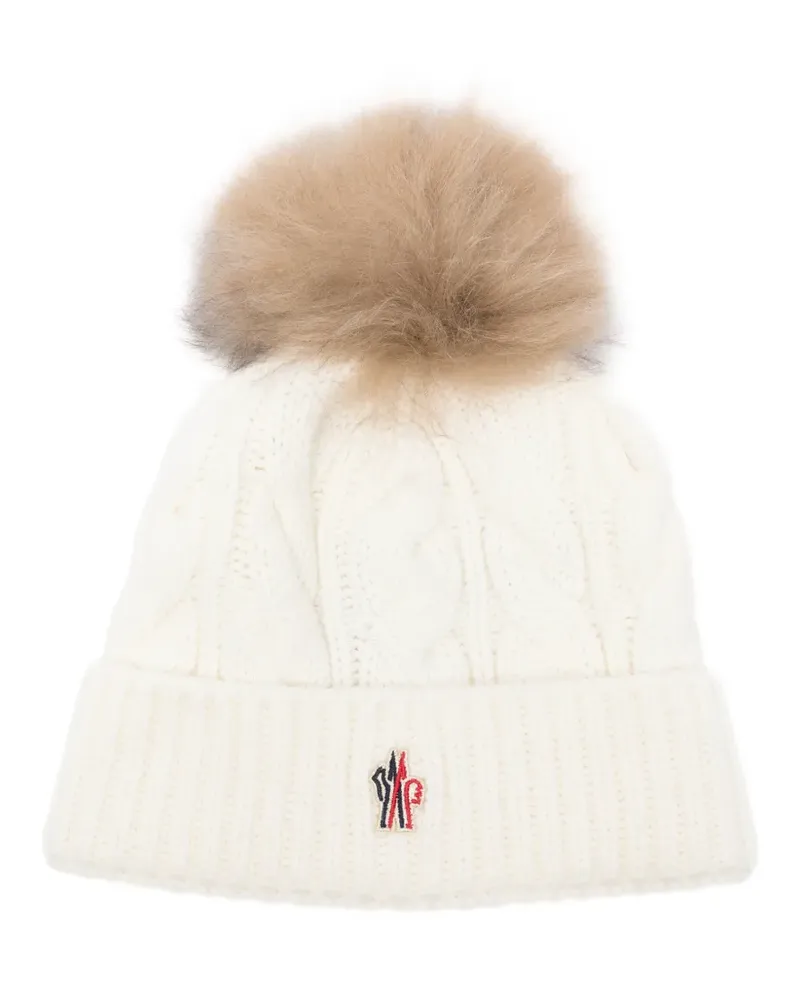 Moncler cable-knit pompom beanie hat - Nude Nude