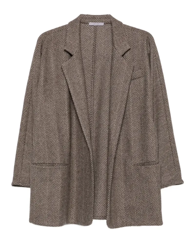 Dušan Fischgrätenmuster-Jacke mit fallendem Revers - Braun Braun