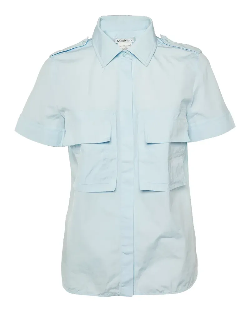 Max Mara Kurzärmeliges Hemd mit Schulterklappen - Blau Blau