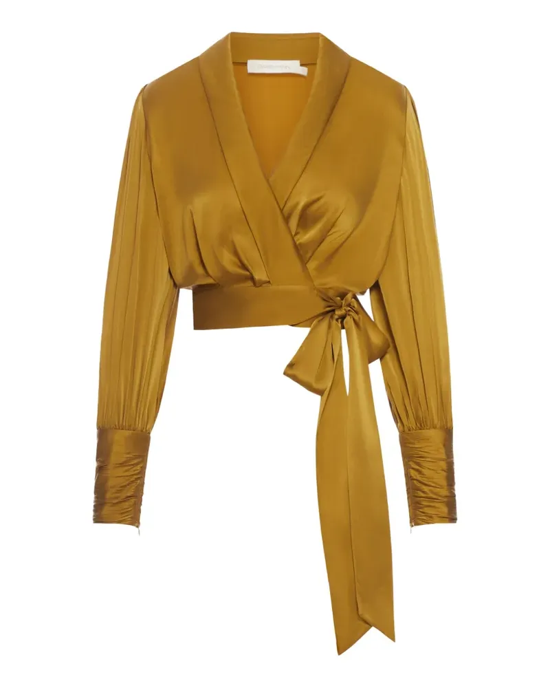 Zimmermann Gewickelte Cropped-Bluse - Grün Grün