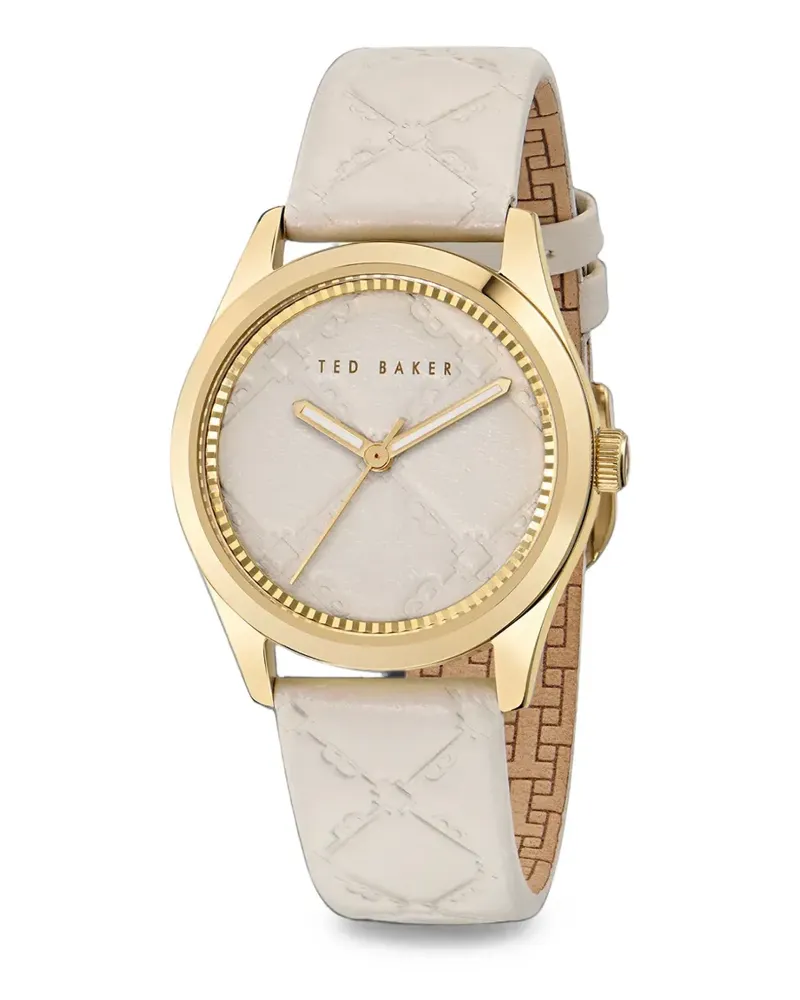 Ted Baker Armbanduhr mit gestepptem Lederarmband 34mm - Weiß Weiß