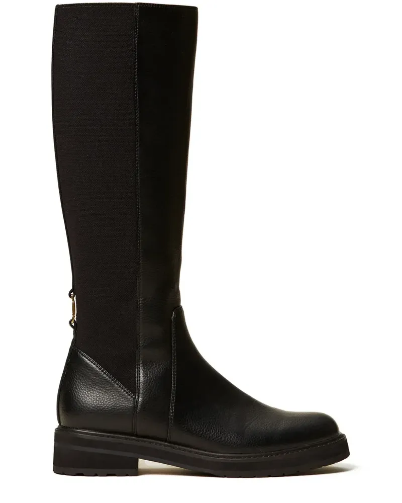 Twin-Set Hohe Stiefel mit elastischem Rücken - Schwarz Schwarz