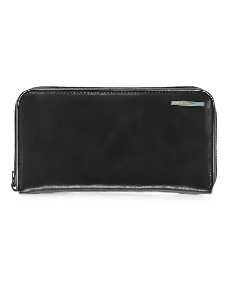 Piquadro zip-around leather wallet - Schwarz Schwarz