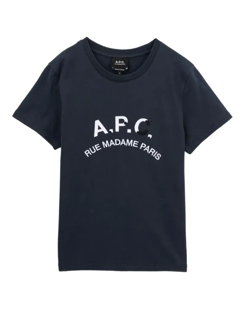 A.P.C. T-Shirt mit Logo-Stickerei - Blau Blau