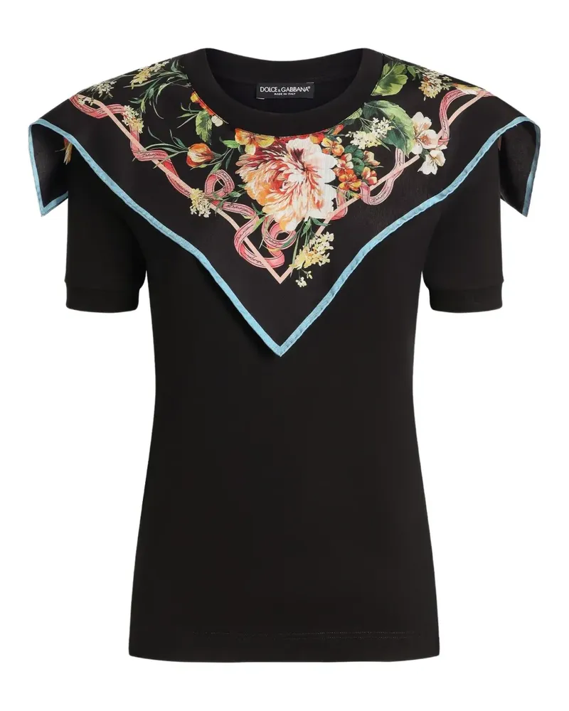 Dolce & Gabbana T-Shirt aus Baumwoll-Seidengemisch - Schwarz Schwarz