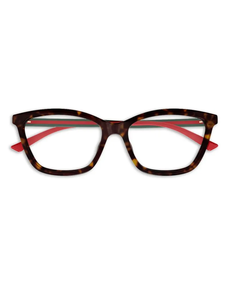 Gucci Brille mit gestreiften Bügeln - Braun Braun