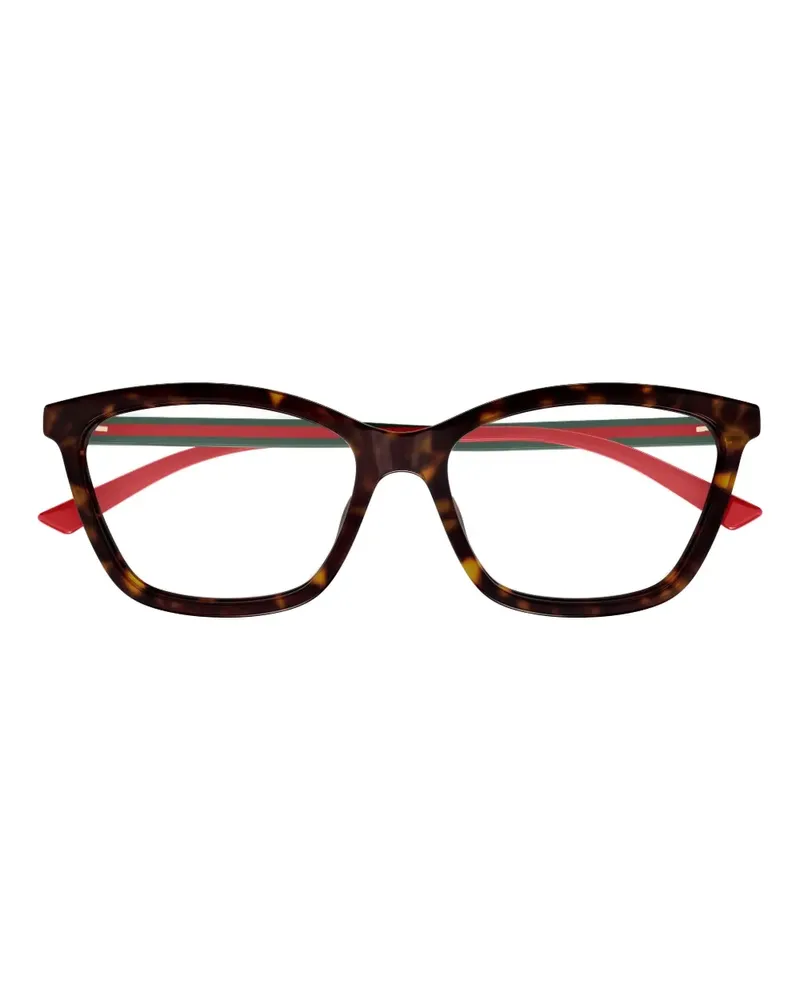 Gucci Brille mit gestreiften Bügeln - Braun Braun