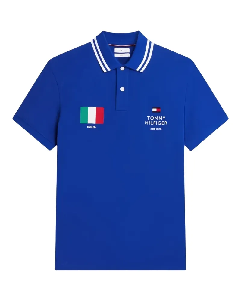 Tommy Hilfiger logo-embroidered tipped polo shirt - Blau Blau