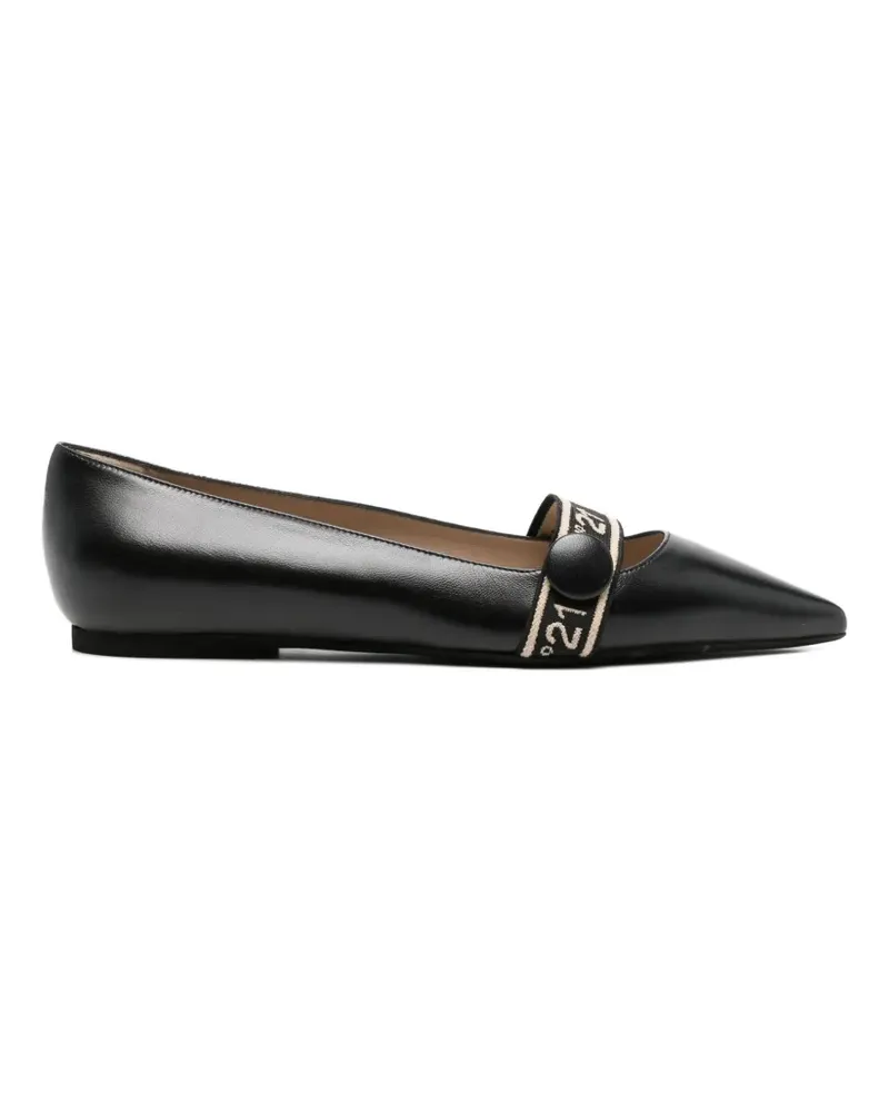 N° 21 pointed strap flat pumps - Schwarz Schwarz