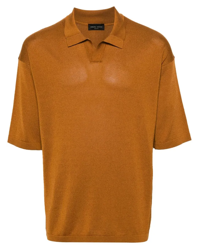 Roberto Collina Gestricktes Poloshirt Braun