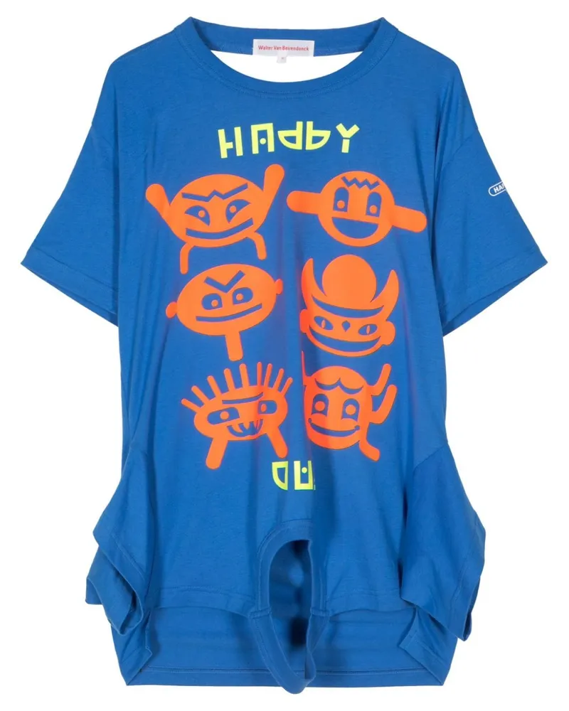 Walter van Beirendonck Happy/Sad Turntable T-Shirt Blau