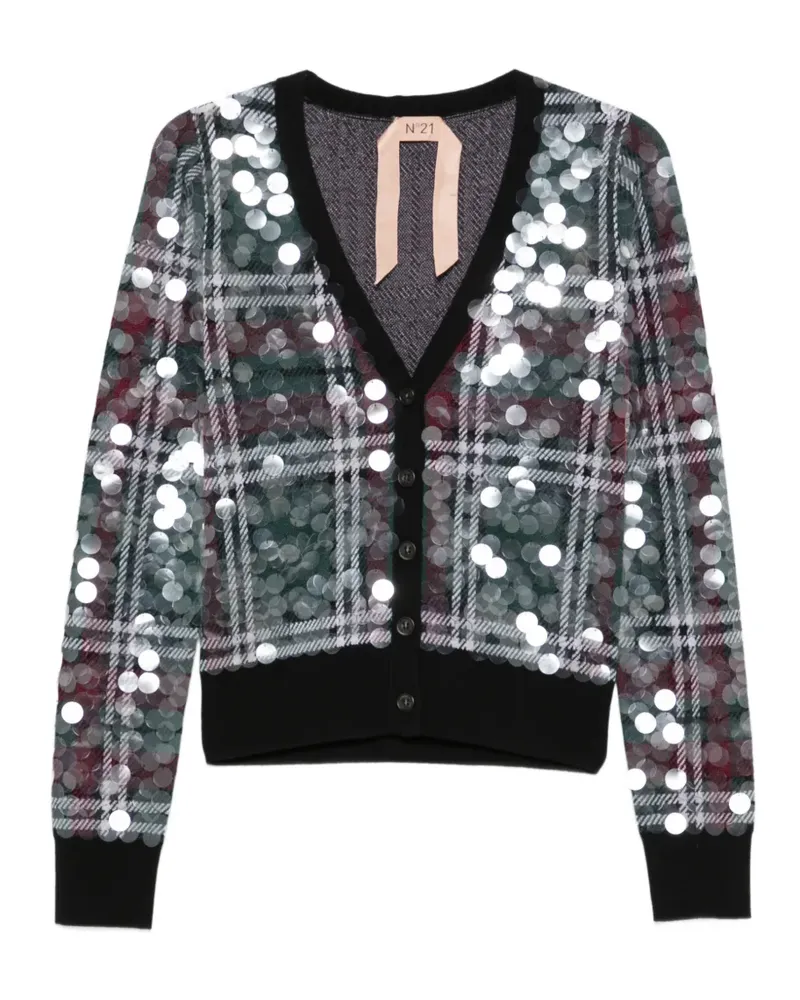 N° 21 Cardigan mit Pailletten - Grün Grün