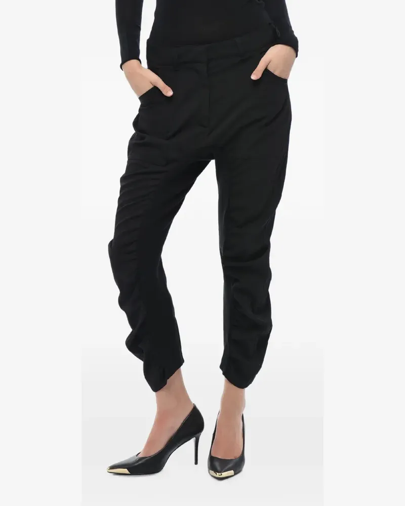 Stella McCartney ruched-detail wool trousers - Schwarz Schwarz
