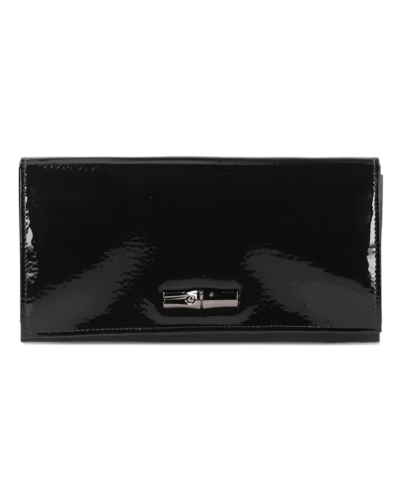 Longchamp Portemonnaie mit Lackschild - Schwarz Schwarz