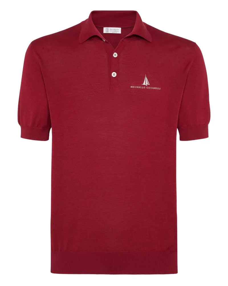 Brunello Cucinelli Poloshirt mit Logo-Print - Rot Rot