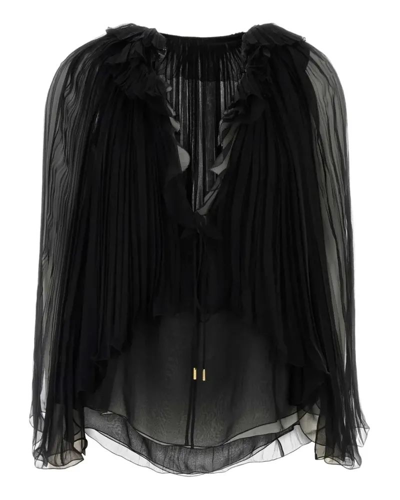 Alberta Ferretti Bluse mit plissierten Rüschen - Schwarz Schwarz