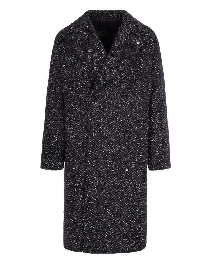 Luigi Bianchi Mantova double-breasted herringbone coat - Schwarz Schwarz