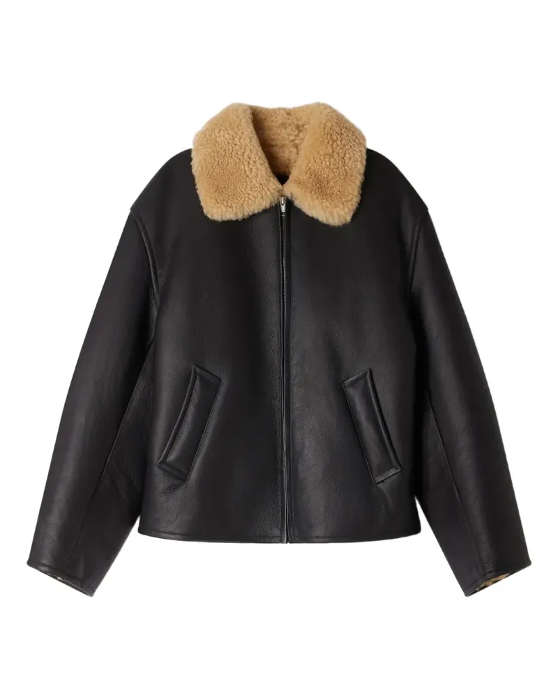 Sandro Jacke mit Shearling-Kragen - Schwarz Schwarz