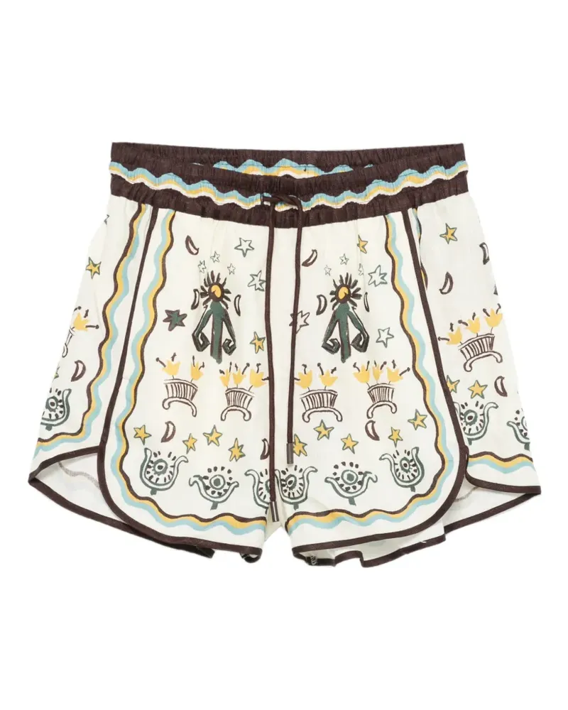 ALEMAIS graphic-print drawstring-fastening shorts - Nude Nude