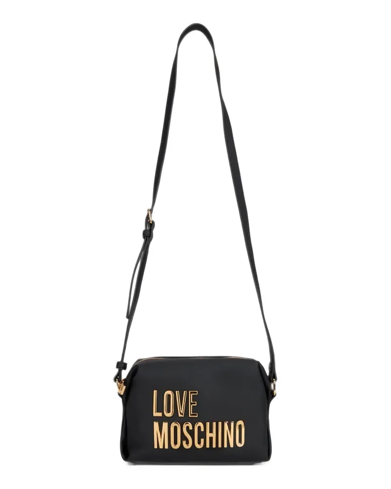 Moschino Schultertasche mit Logo-Schriftzug und Reißverschluss - Schwarz Schwarz