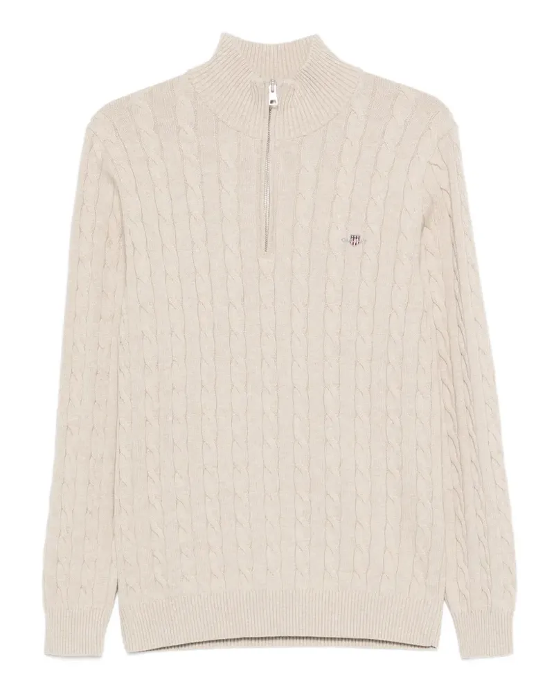 Gant cable-knit quarter-zip sweater - Nude Nude