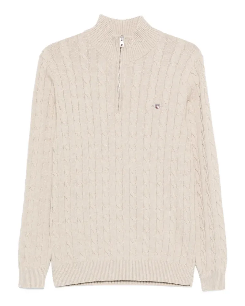 Gant cable-knit quarter-zip sweater - Nude Nude