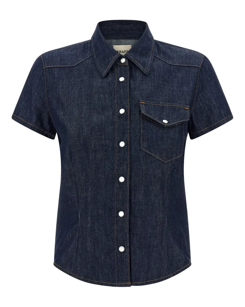 KHAITE snap button cotton denim shirt - Blau Blau