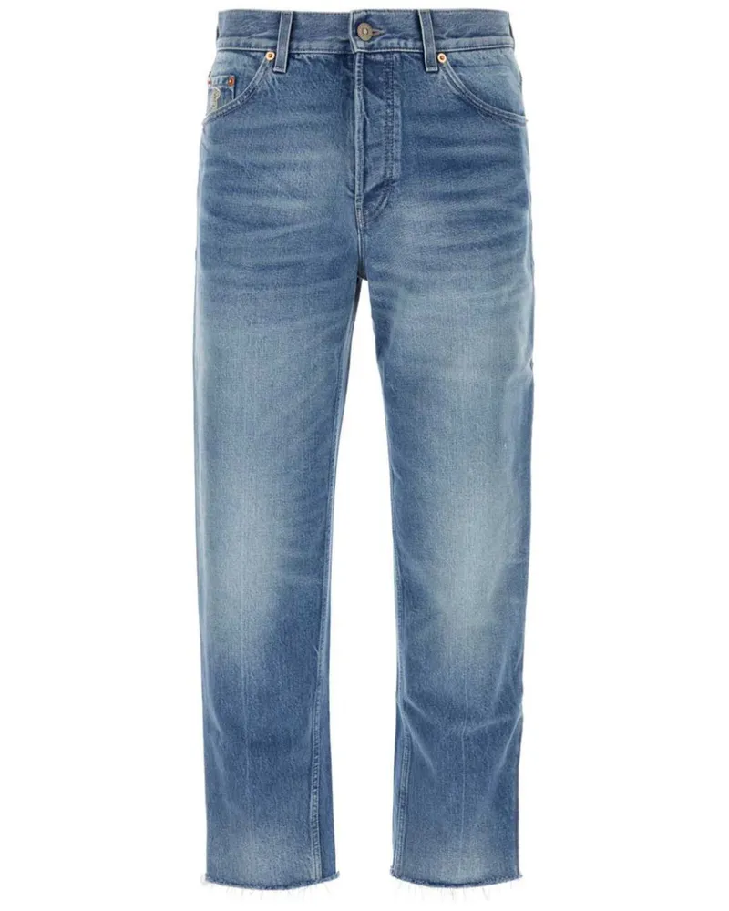 Gucci Straight-Leg-Jeans mit Logo-Patch Blau