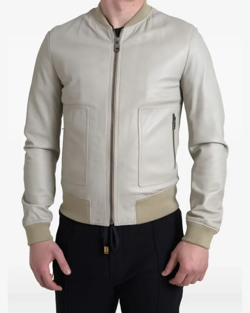 Dolce & Gabbana Bomberjacke aus Leder - Grau Grau