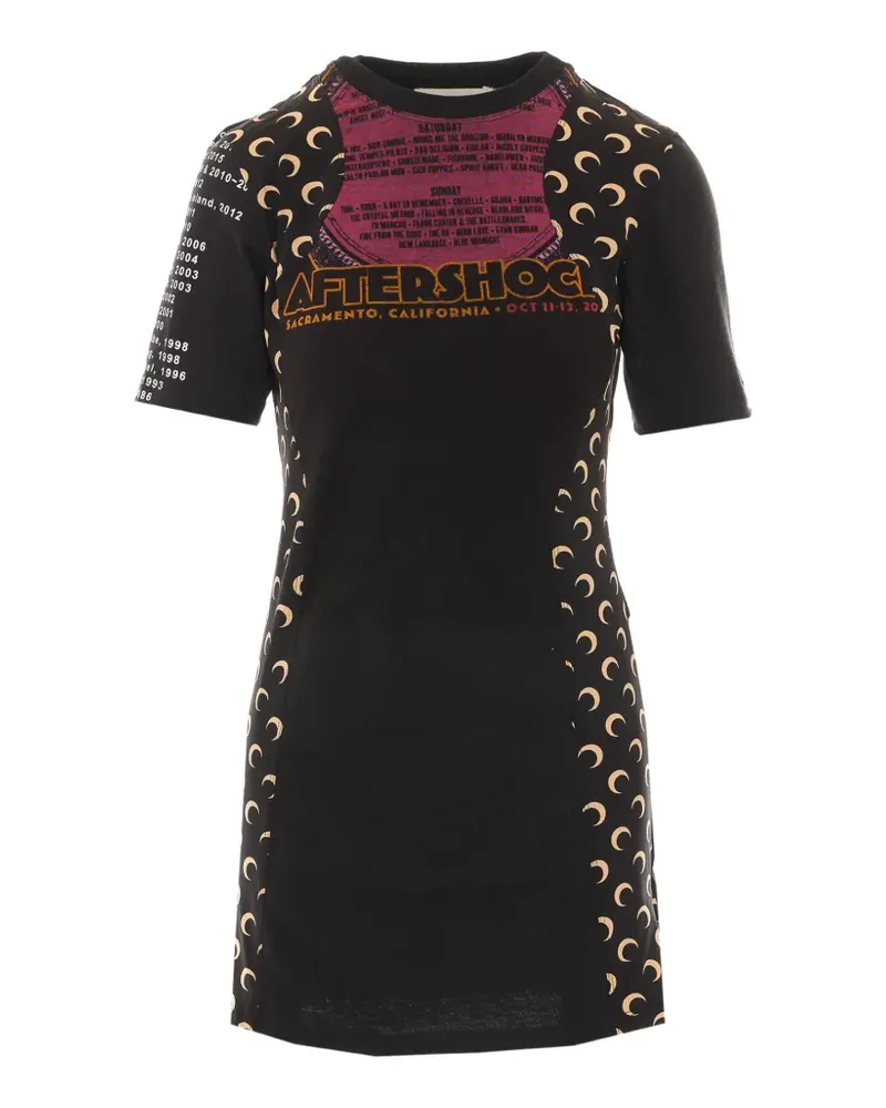 Marine Serre asymmetrical Moon-print dress - Schwarz Schwarz